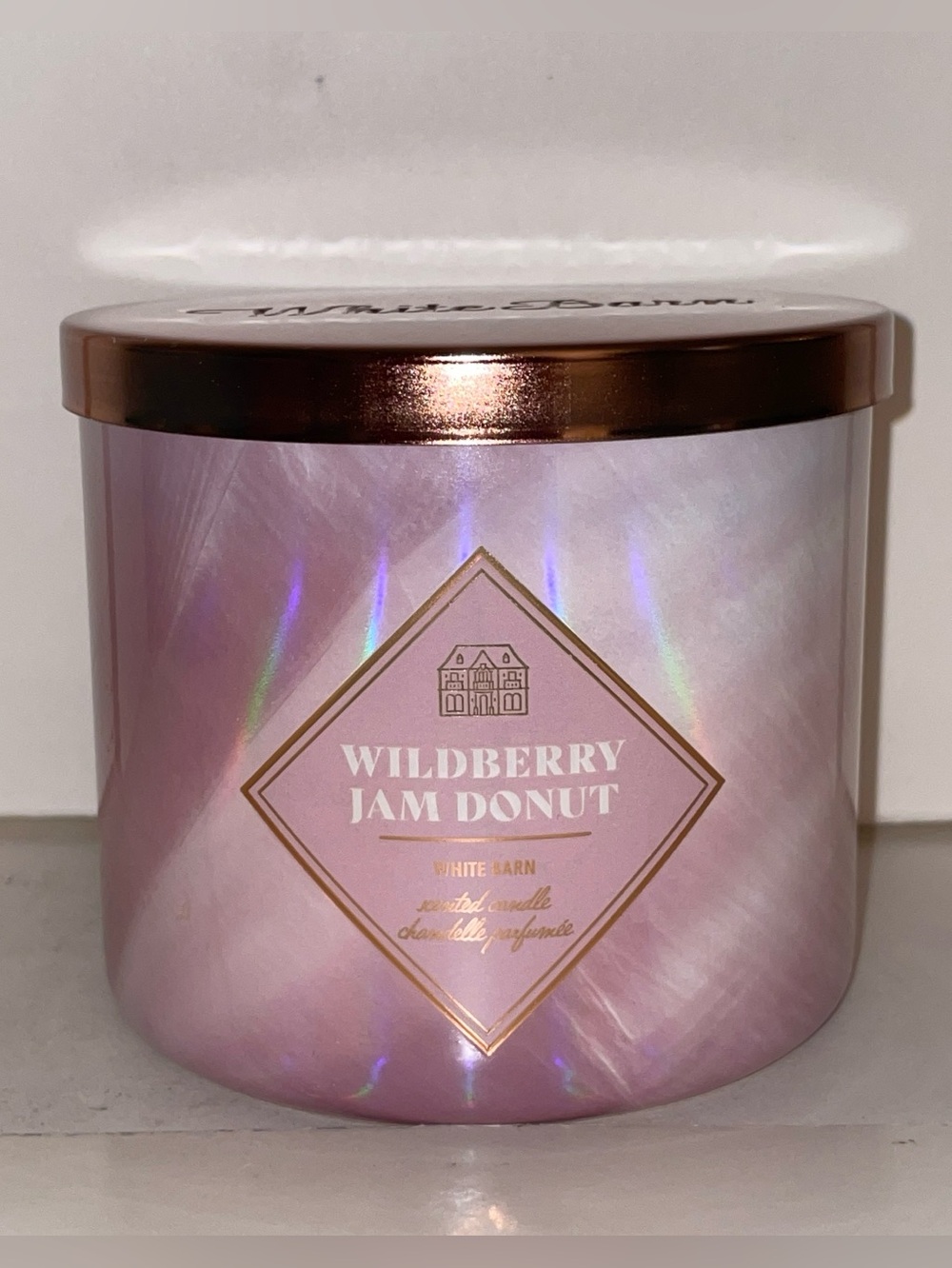 Bath & Body Works White Barn Wildberry Jam Donut Scented Candle 3 Wick New